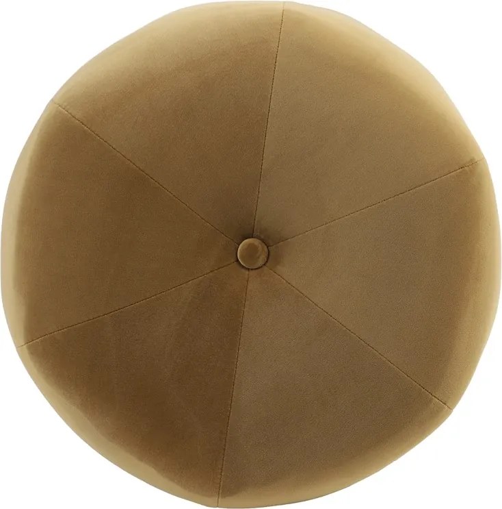Karamelový zamatový puf/ sedák Scarlett so zlatým pruhom – Ø 41*47cm