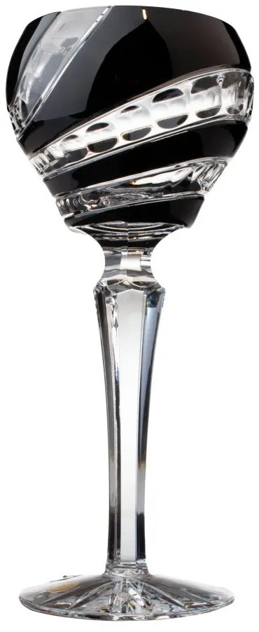 Brúsený pohár na víno, Čierný, Glamour Crystal, 220 ml, 2 ks