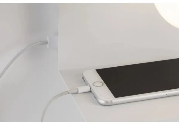 Paulmann 79812 - 1xE27/40W Nástenné svietidlo CALVANI s policou a USB, 230V, biele