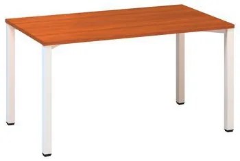 Konferenčný stôl Alfa 420 s bielym podnožím, 140 x 80 x 74,2 cm, rovné vyhotovenie, dezén čerešňa