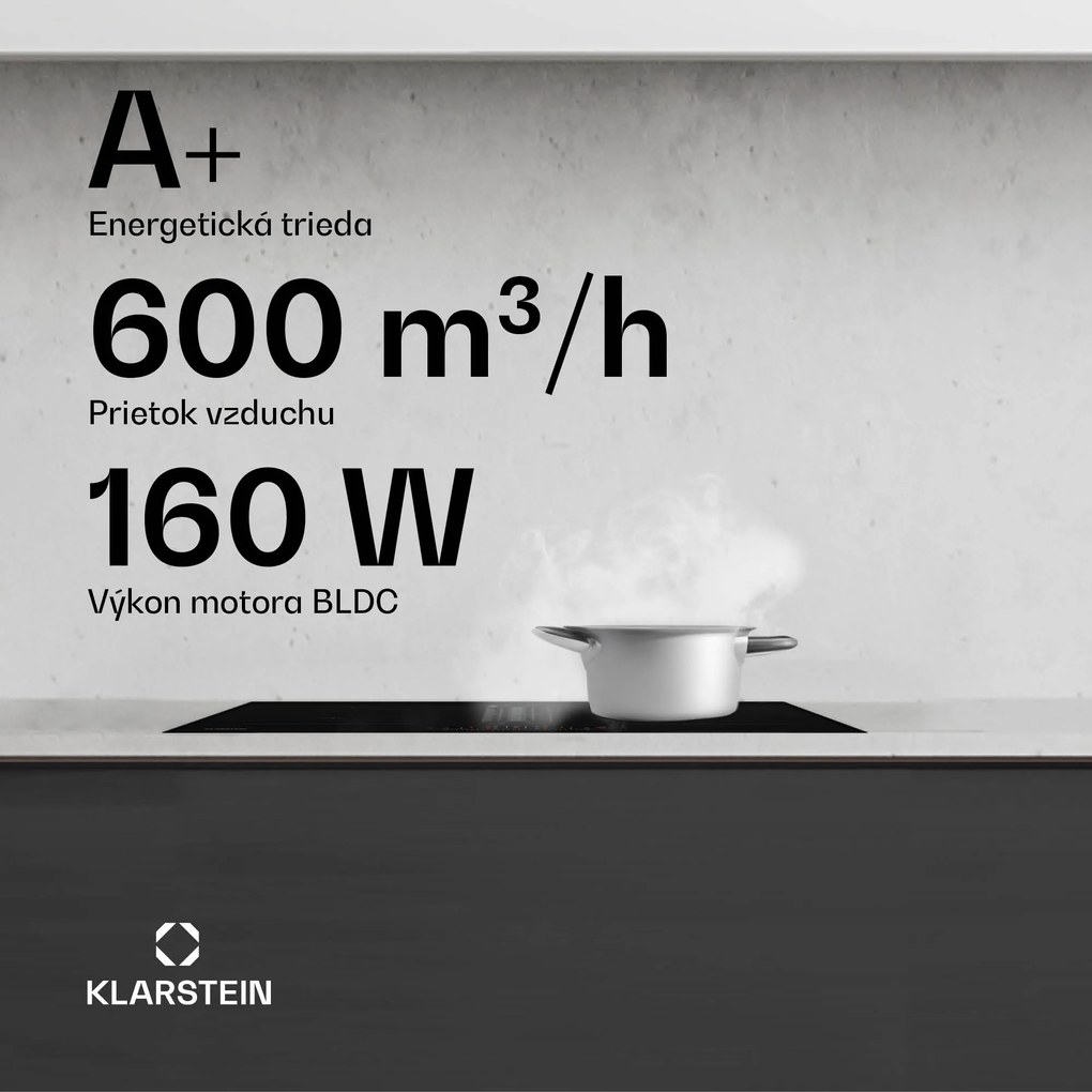 Klarstein AirJet 72 Down Air System, indukčný sporák + DownAir-digestor, 10 000 W, 446 m³/h, Boost