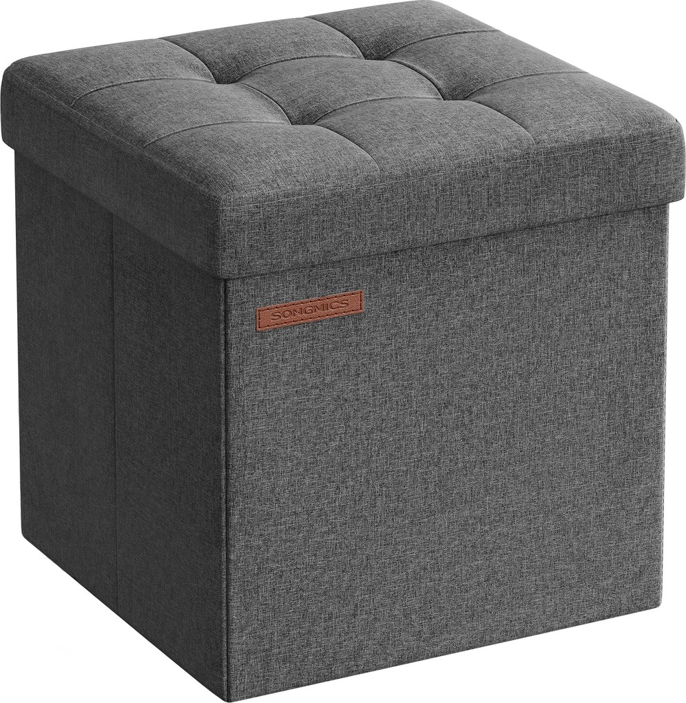 Taburetka, úložný sedací box, max. zaťaženie 130 kg, 30 x 30 cm, tmavosivá farba