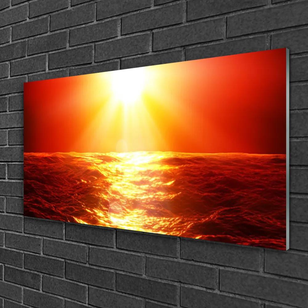 Skleneny obraz Západ slnka more vlna 100x50 cm