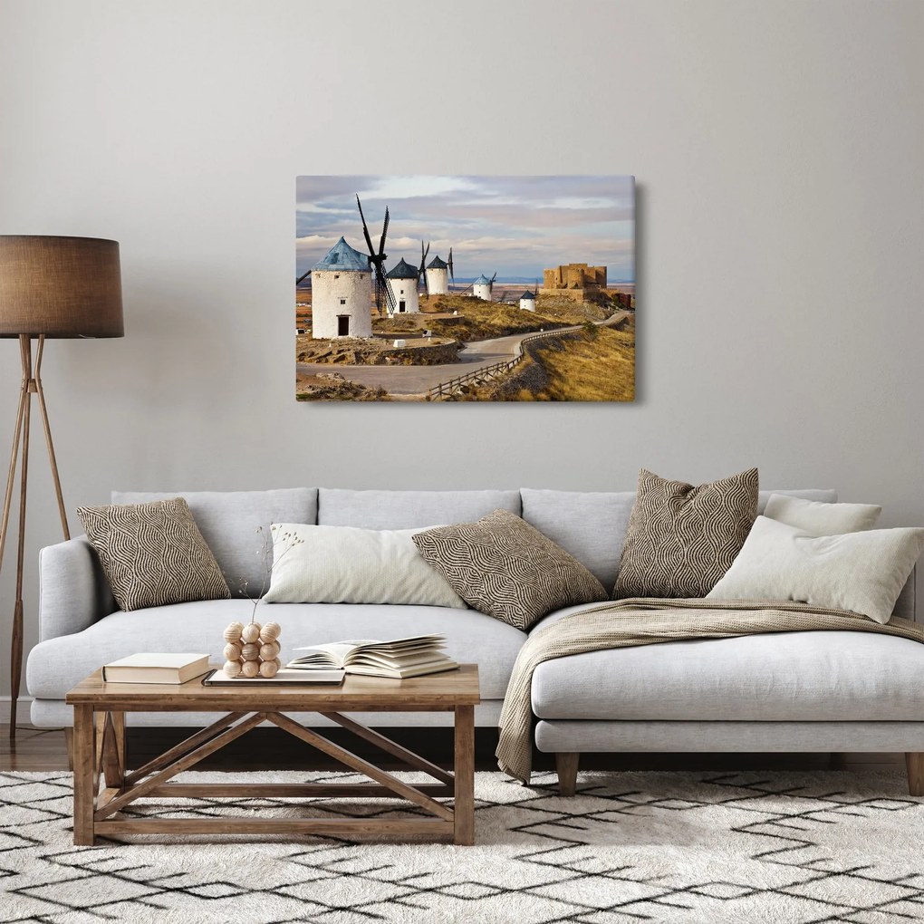 Obraz - Veterné mlyny Consuegra, Španielsko (90x60 cm)