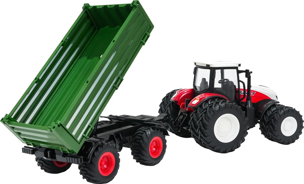 Ramiz Červený RC traktor so zeleným návesom na diaľkové ovládanie
