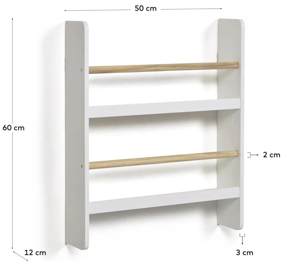 Biela poschodová detská polica 50 cm Gopi – Kave Home