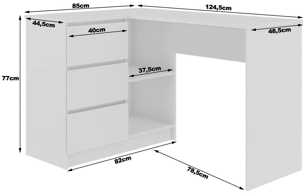 Rohový PC stolík Balcon (dub craft) (L). Akcia -19%. Vlastná spoľahlivá doprava až k Vám domov. 1117062