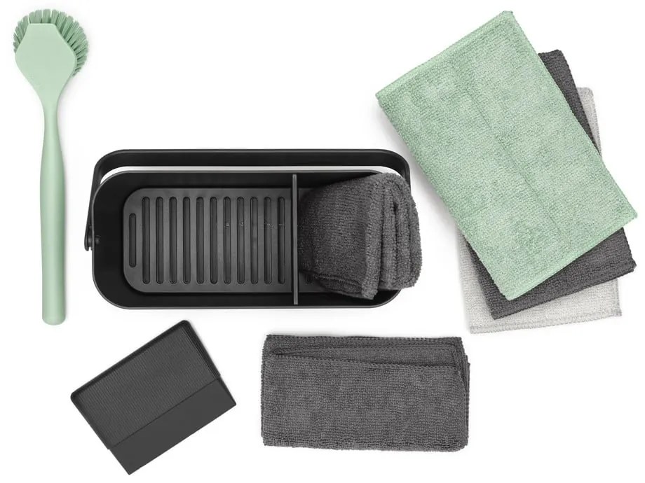 Tmavosivá súprava na umývanie riadu z recyklovaného plastu SinkSide – Brabantia