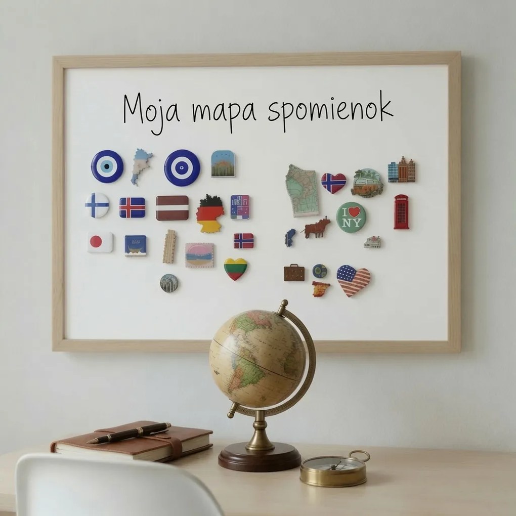 Toptabule.sk  Biela tabuľa na magnetky v drevenom prírodnom ráme CLASSIC 120x90 cm