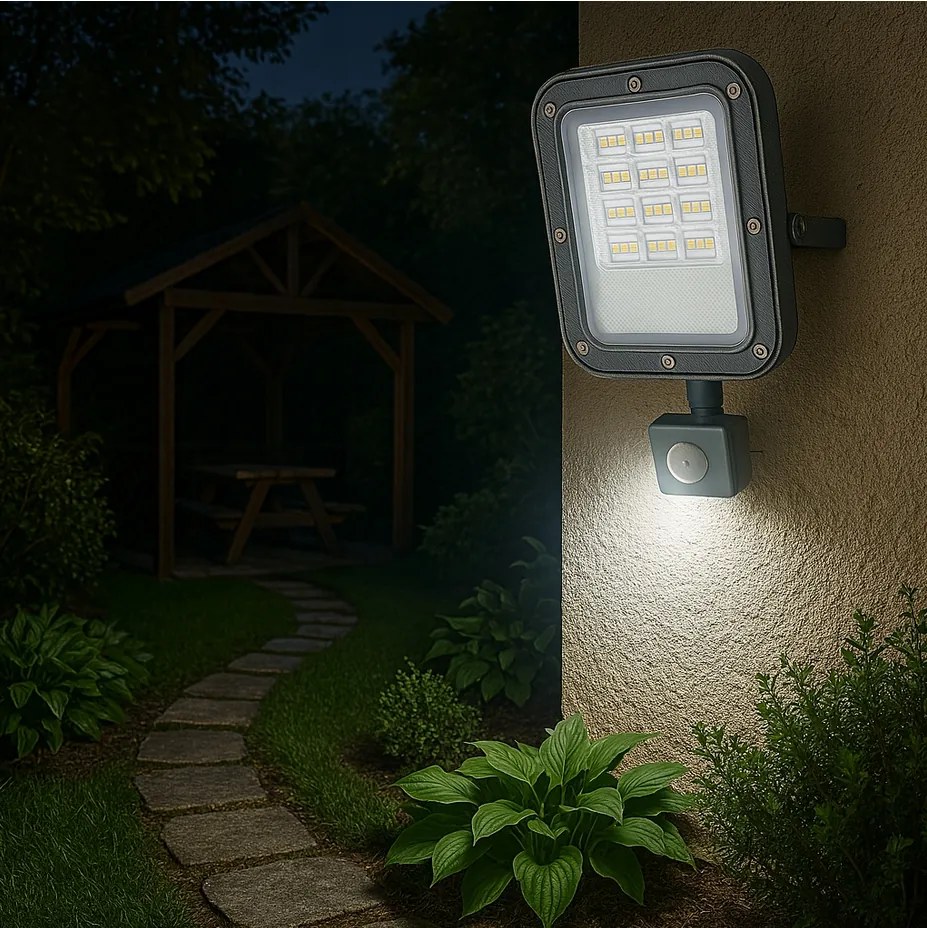 BERGE LED reflektor ODYN s pohybovým senzorom 30W - 2700lm - 4000K - IP66