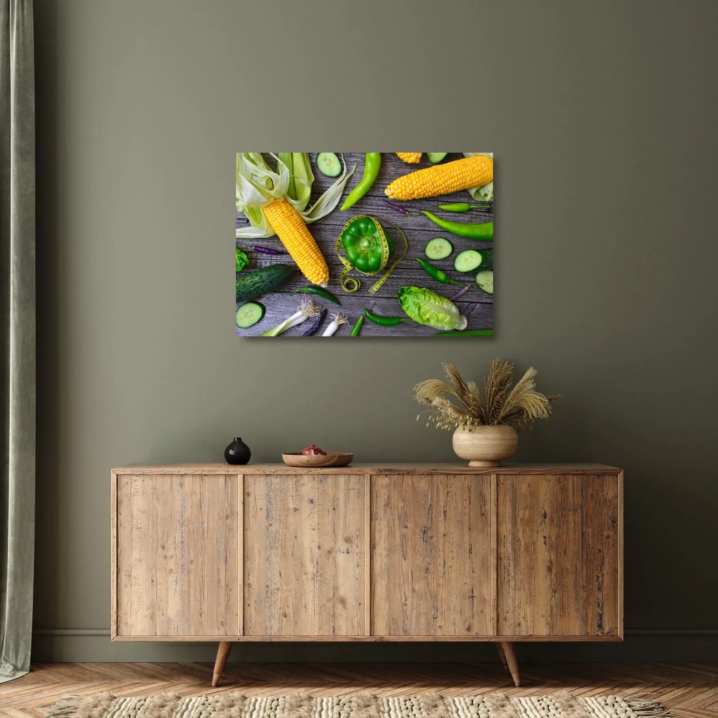 Sklenený obraz so zeleninou (70x50 cm)