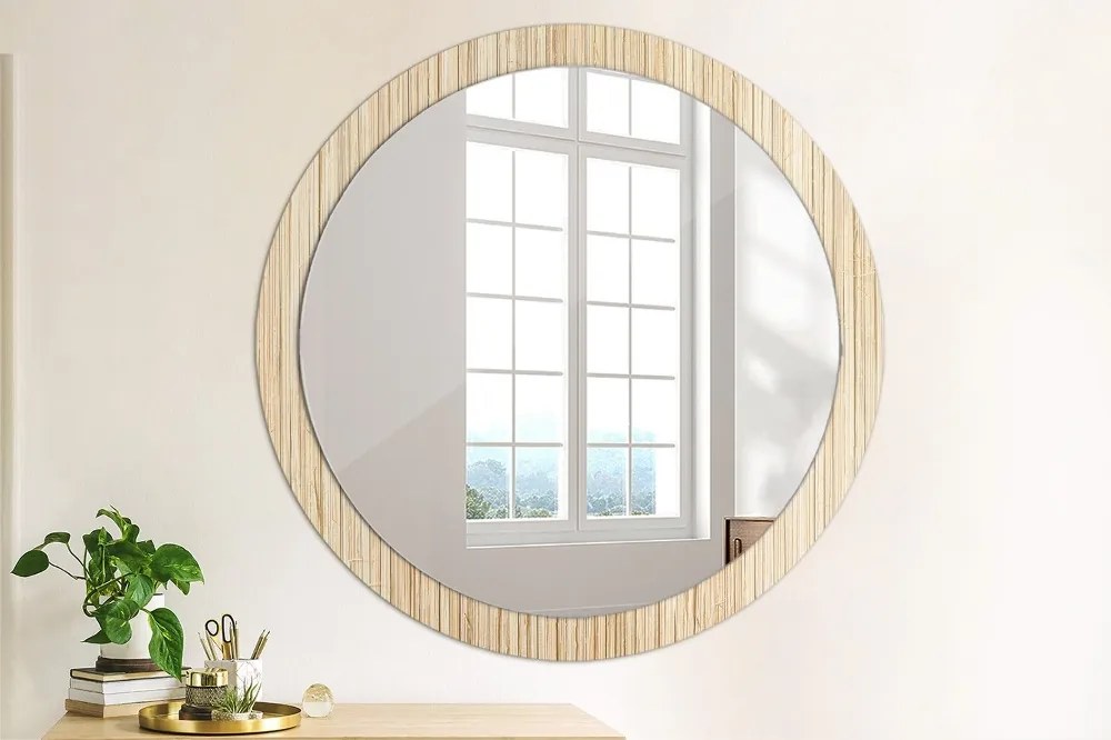 Okrúhle zrkadlo s potlačou Bambusová slama fi 100 cm