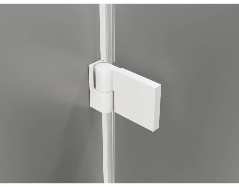Mexen Lunar-B, pravostranný výklopný sprchový kút 80 x 70 cm, 8mm číre sklo, biely profil, 832-080-070-20-00-P