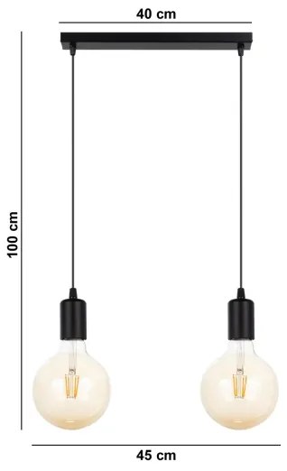Luster na lanku MIROS 2xE27/60W/230V čierna