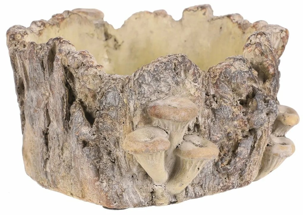 Obal betónový - peň s hríbami, 18 x 14 x 9 cm, 18 cm