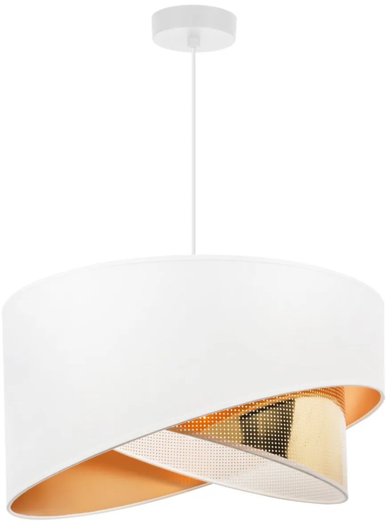 Závesné svietidlo Asti Duo2, 1x PVC/biele textilné tienidlo, (fi 45cm), g, w