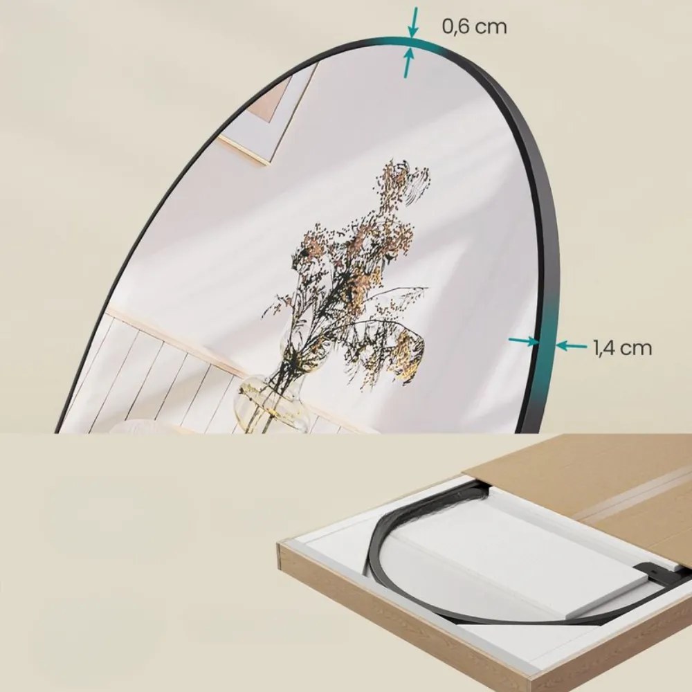 Zaoblené zrkadlo UMBRA, 160x50cm, čierna SongmicsHome