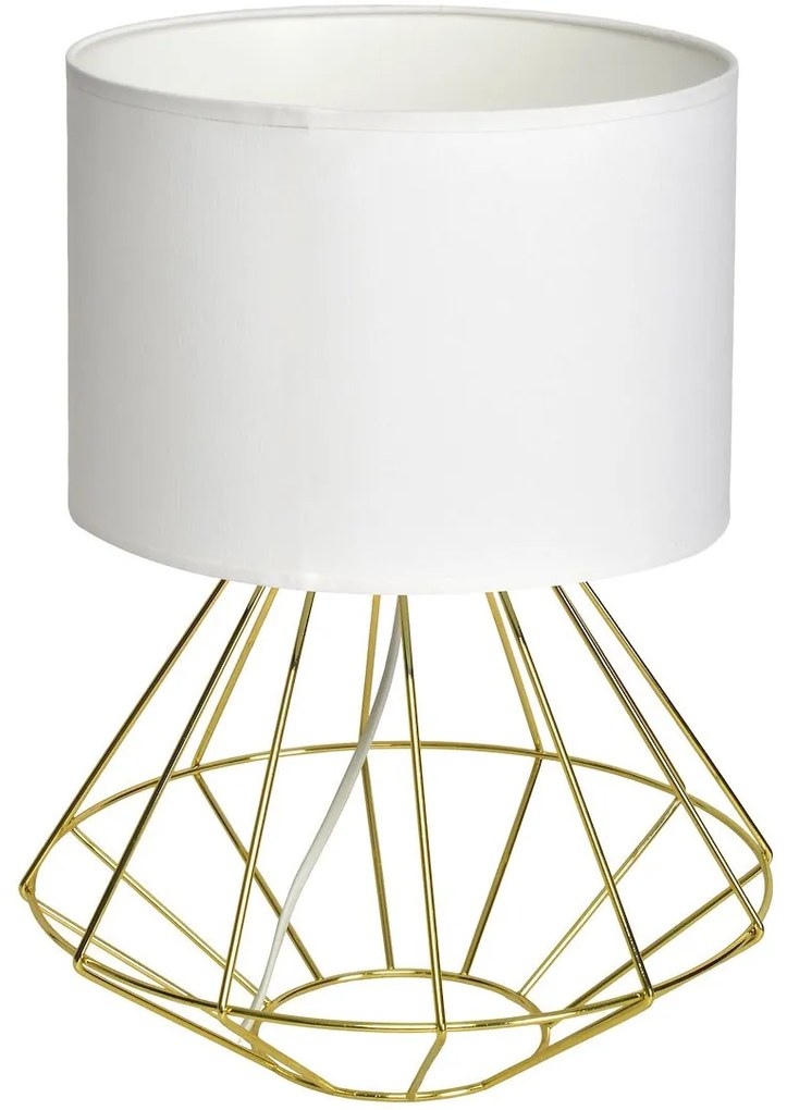 Stolná lampa Lupo, 1x biele textilné tienidlo, g