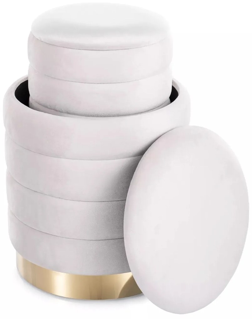 Sada 2 ks taburetů Britta Velvet s úložným prostorem světle béžová/zlatá