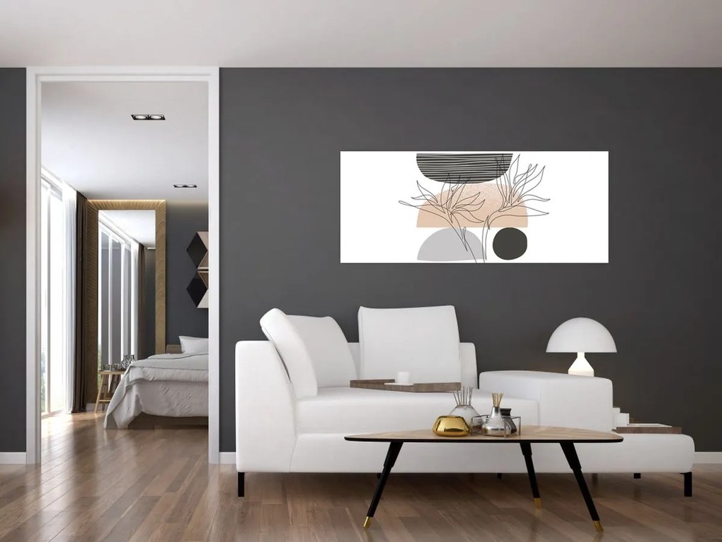 Obraz - Line art kvety N⁰2 (120x50 cm)