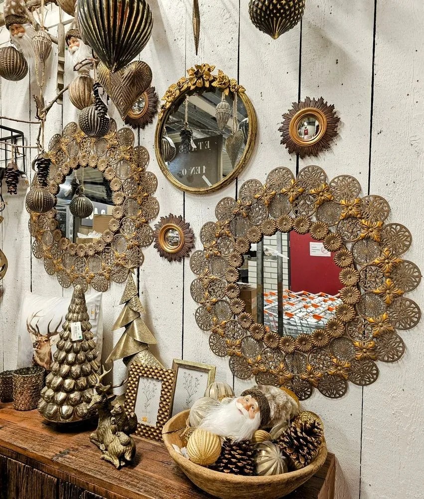 Medené antik nástenné zrkadlo Ambrosi - Ø 72*2 cm