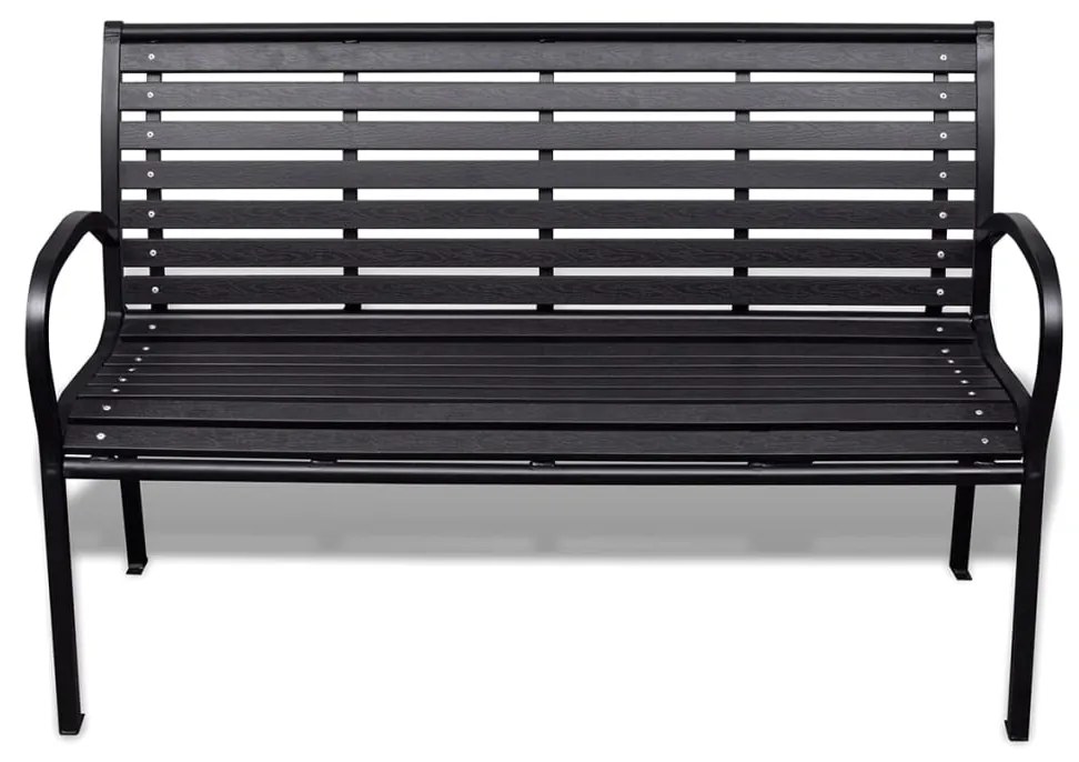 vidaXL Záhradná lavička 125 cm, oceľ a WPC, čierna