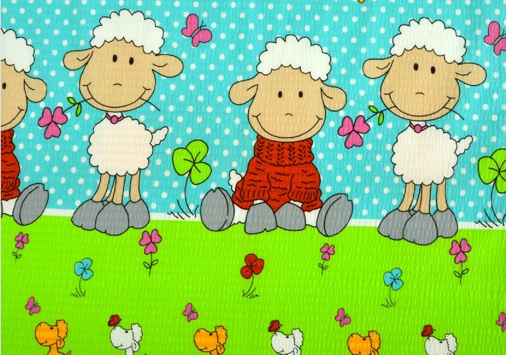 Krepové obliečky do postieľky OVEČKY modré Rozmer obliečky: 45 x 65 cm | 90 x 135 cm