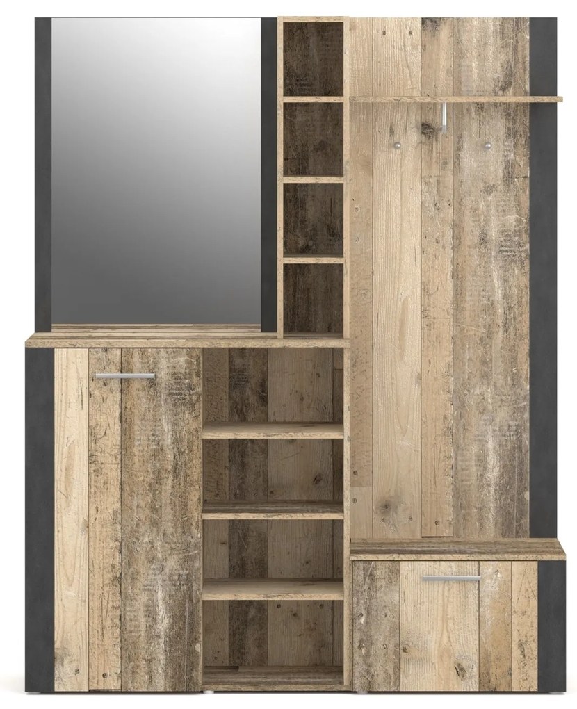 Předsíňová stěna Barry 150 cm dub Matera světlý/antracit