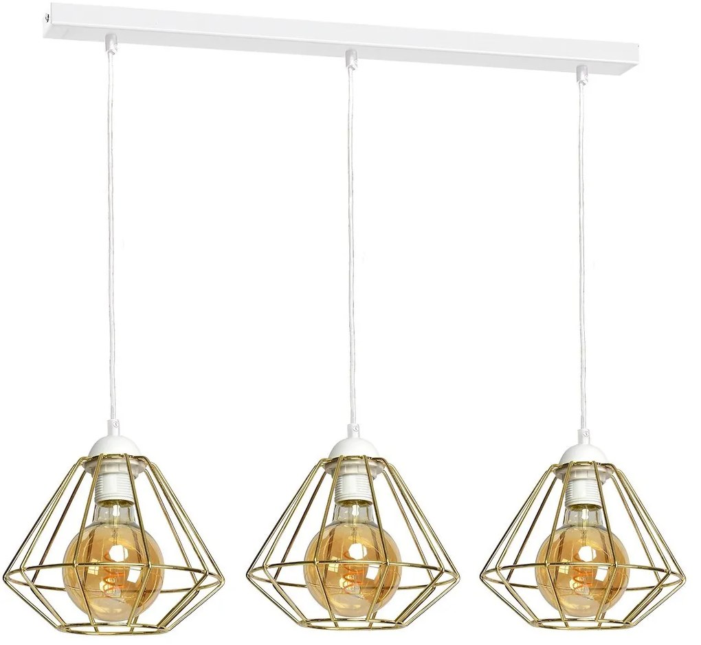 Závesné svietidlo Lupo, 3x zlaté drôtené tienidlo, w