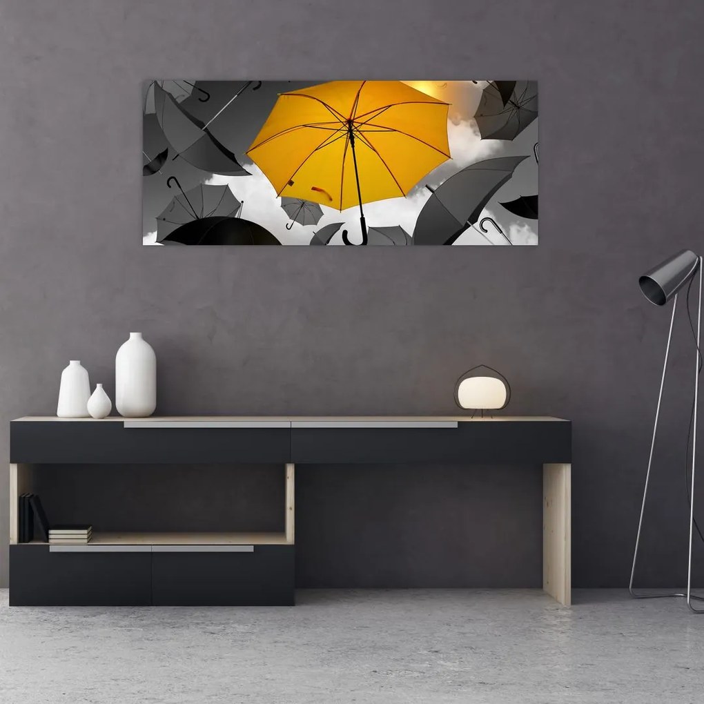 Obraz žltého dáždnika (120x50 cm)