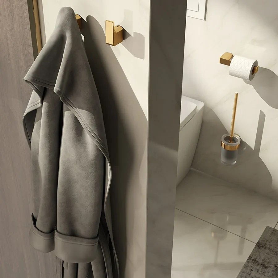 Gedy Gedy, PIRENEI WC kefa závesna, mliečne sklo, zlato, PI330387