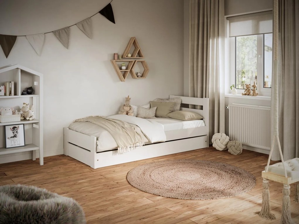 Detská posteľ EMILEK so šuplíkom - 180x90 cm - biela