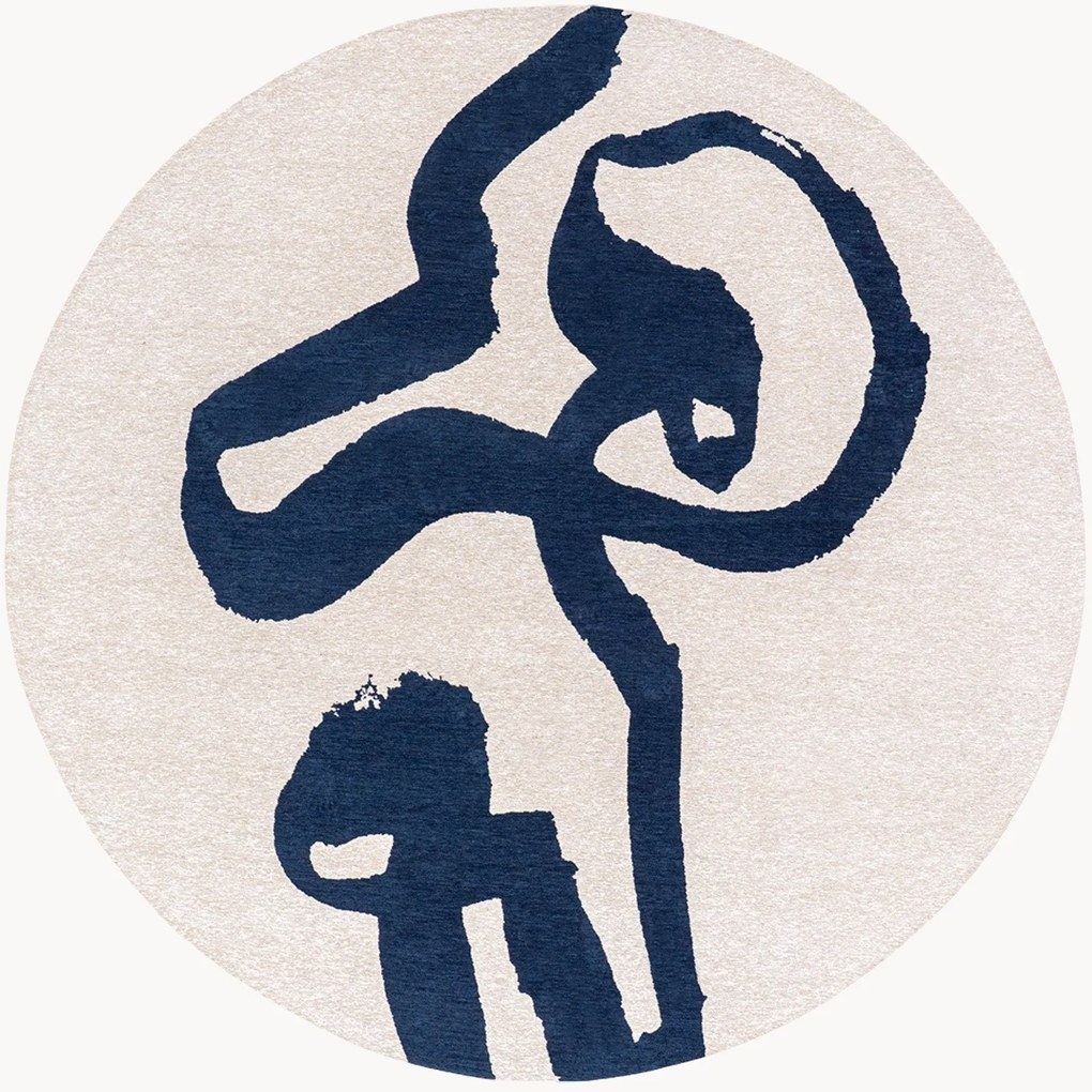 Umývateľný okrúhly žakárový koberec do interiéru/exteriéru Ribbon