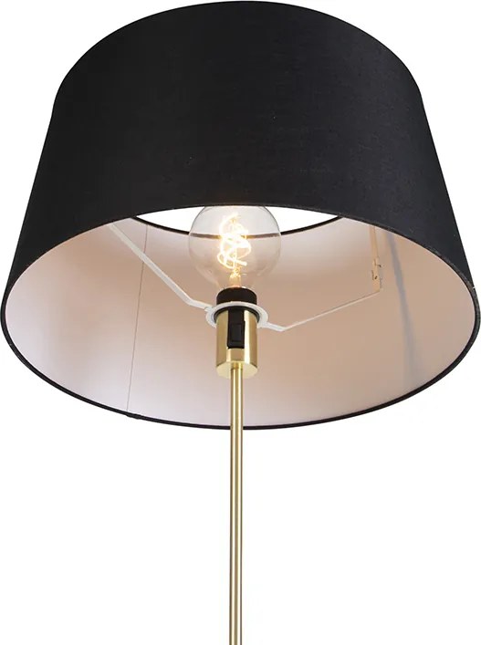 Stojaca lampa zlatá/mosadzná s čiernym ľanovým tienidlom 45 cm - Parte