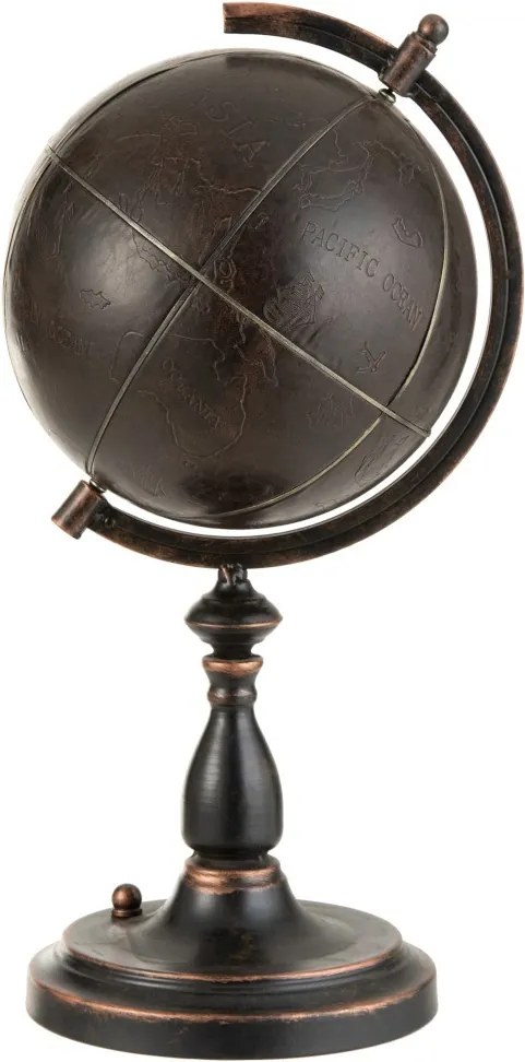 Hnedý kovový glóbus Engra - Ø 32 * 66 cm