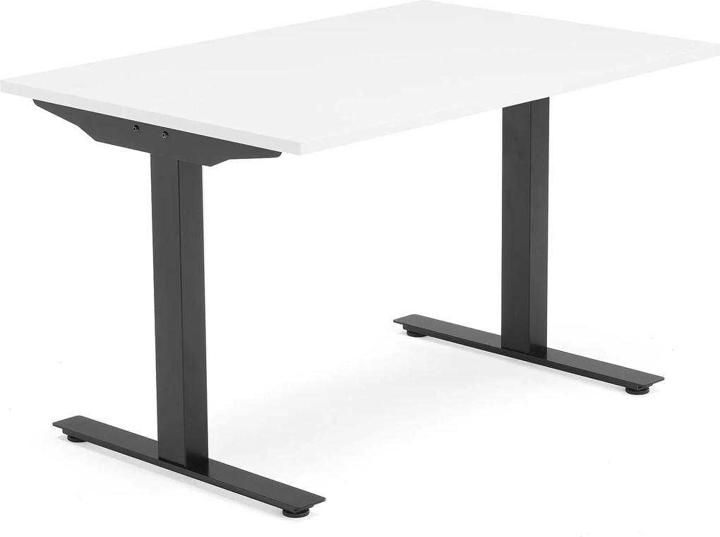 Kancelársky pracovný stôl Modulus, T-rám, 1200x800 mm, biela/čierna