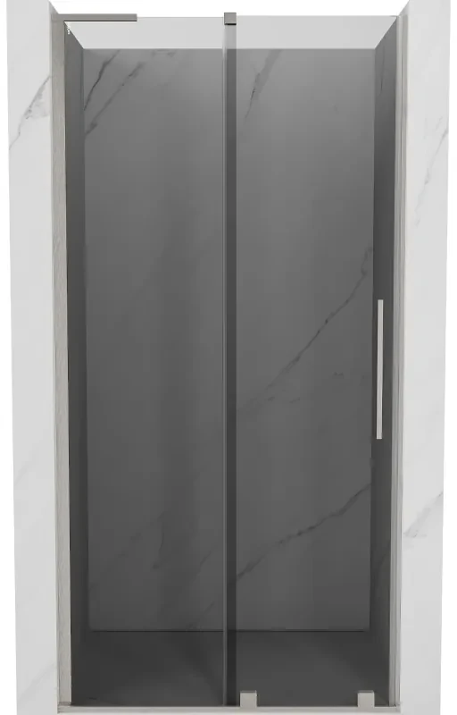 Mexen Velar L, posuvné sprchové dvere do otvoru 110 cm, 8mm šedé sklo, brúsená oceľ, 871-110-003-41-97