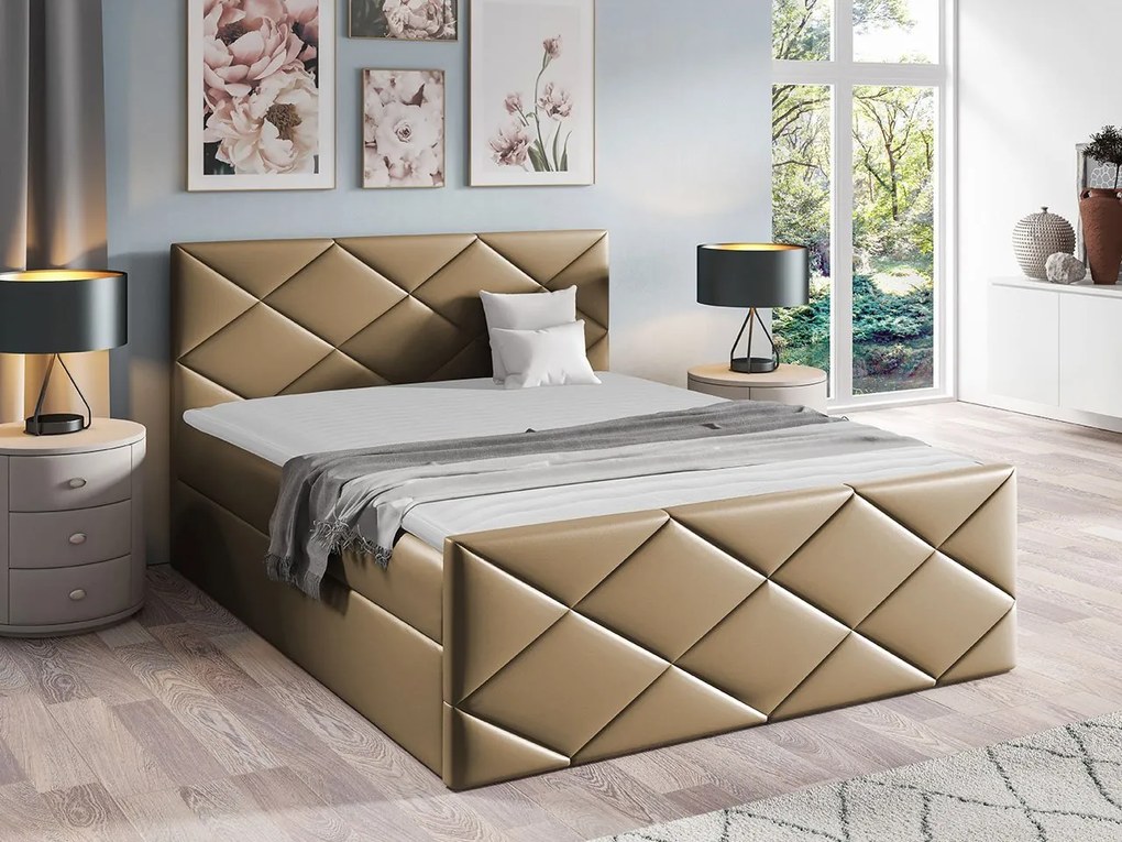 Kontinentálna posteľ Guillermo, Rozmer postele: 140x200, Dostupné poťahy: ekokoža Soft 011 (čierna)