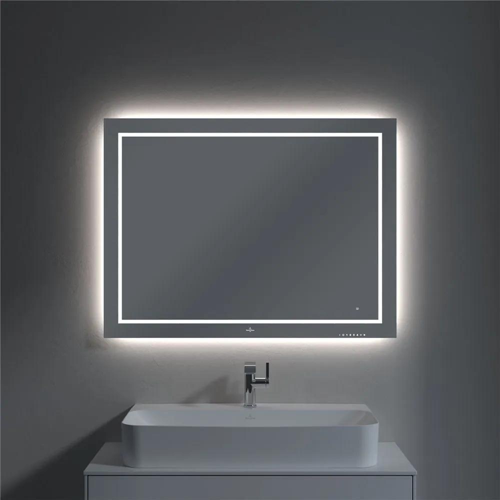 VILLEROY &amp; BOCH Finion zrkadlo s LED osvetlením (so stenovými svietidlami a Bluetooth pripojením), 1000 x 45 x 750 mm, G6101000