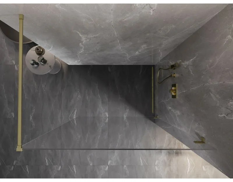 Mexen Lunar sprchová stena pravá 150 x 200 cm, 8mm číre sklo, zlatá matná, 830-150-000-55-00-P