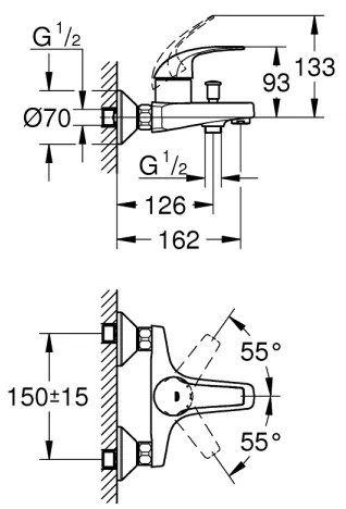 GROHE 23599000 - Vaňová batéria EUROSMART DN 15 lesklý chróm