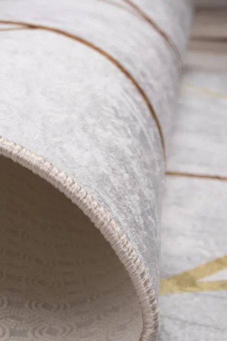 Protišmykový koberec MILANO 90028-01 sivý / zlatý