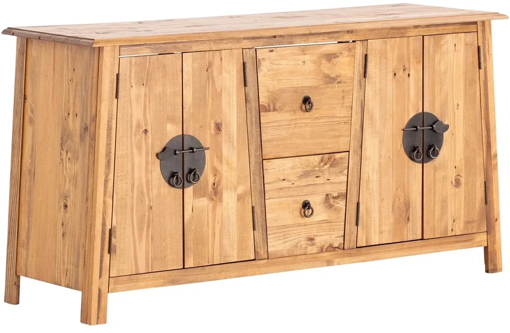furniture-nabytek.cz - Masivní umyvadlová skříňka Rangún z borovice, lakovaná, hnědá – 140×45×75 cm