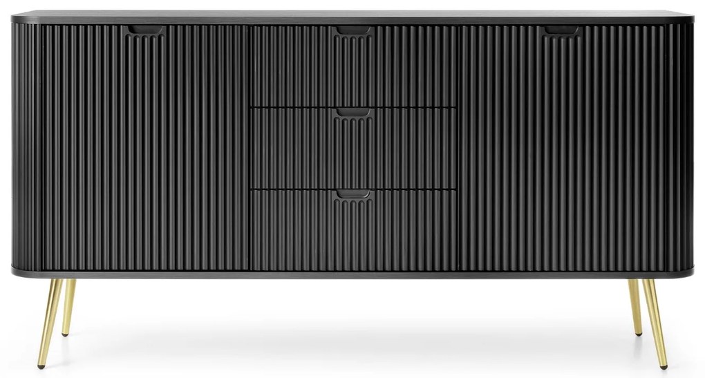 KOMODA BELLISSA ČIERNA + ZLATÉ NOŽIČKY 168 cm