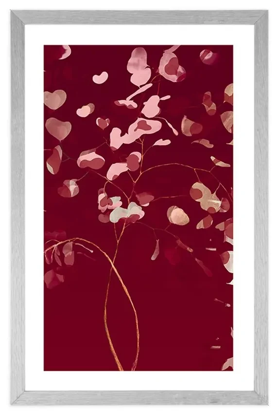 Plagát s paspartou vetvička lásky - 60x90 silver