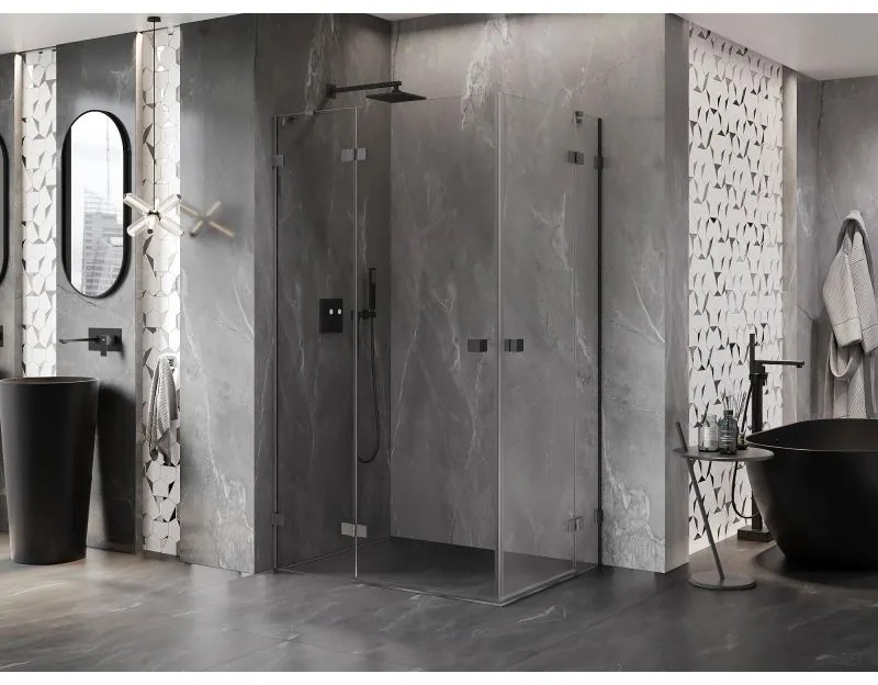 Mexen Lunar Duo, výklopný sprchový kút 100 x 95 cm, 8mm číre sklo, profil grafit brúsený, 834-100L-095P-66-00