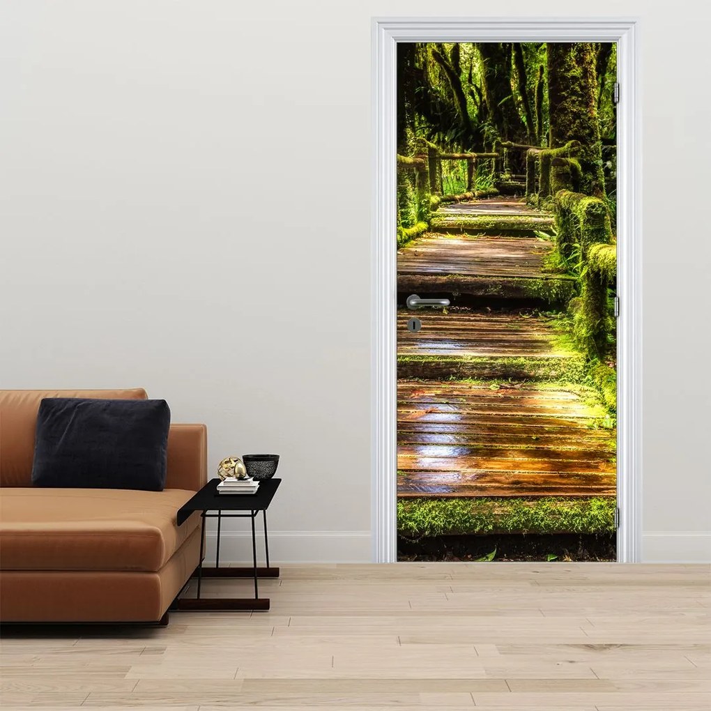 Fototapeta na dvere - Schody v dažďovom pralese (95x205cm)