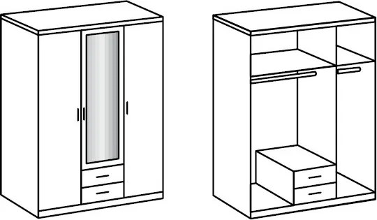 Šatníková skriňa Cliff, 135 cm, biela