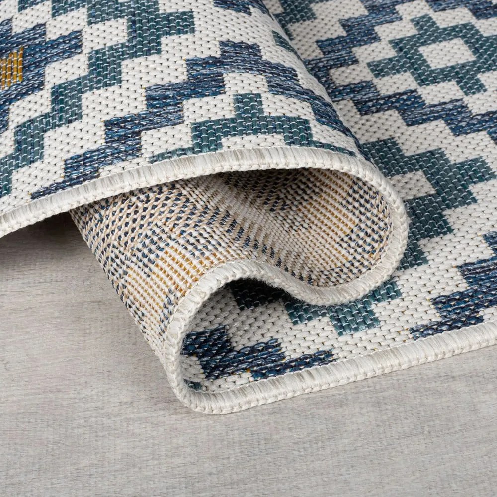 Žlto-modrý vnútorný a vonkajší koberec 200x290 cm Zia Trellis – Flair Rugs