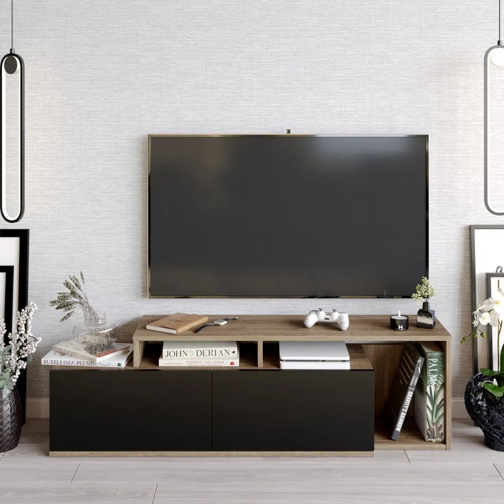 TV stolík Nexera 149,8 cm orech/čierna